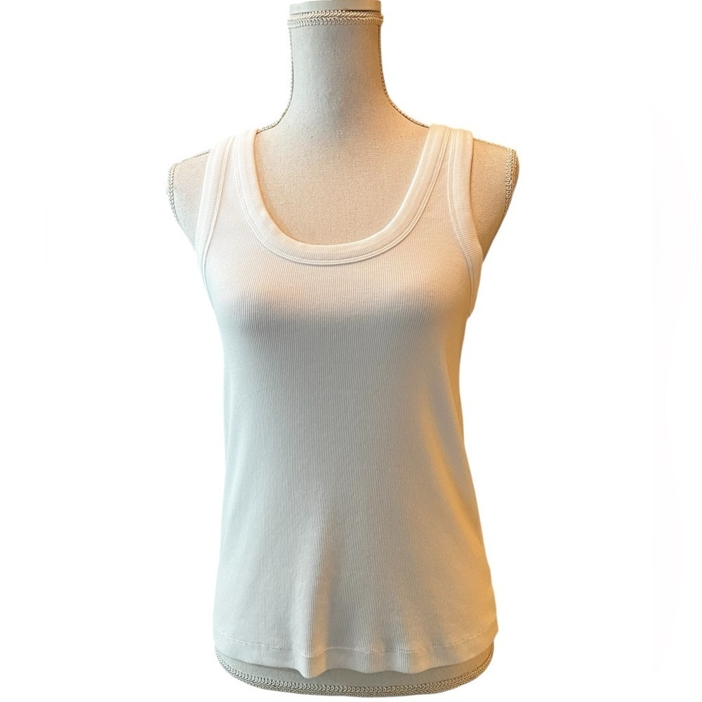 Haven Women’s White Ribbed Fitted Tank Top Size Medium